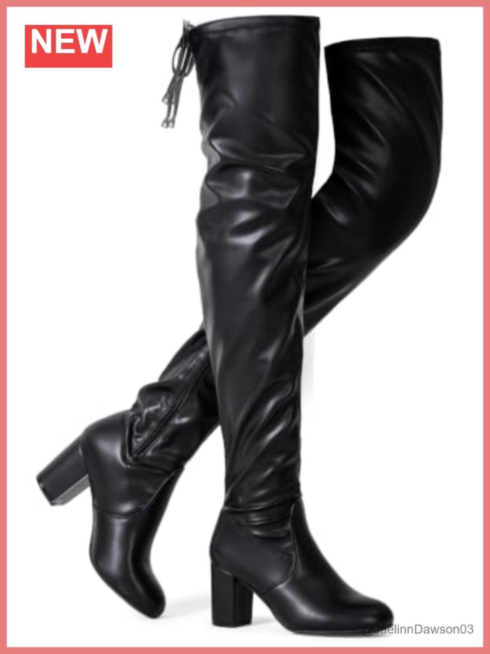 Faux Leather Thigh High Over the Knee Boots Chunky Block Heel